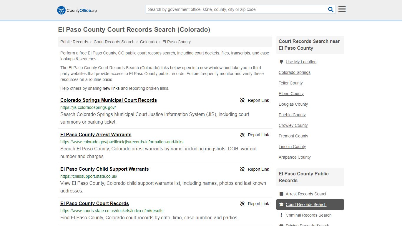 El Paso County Court Records Search (Colorado) - County Office